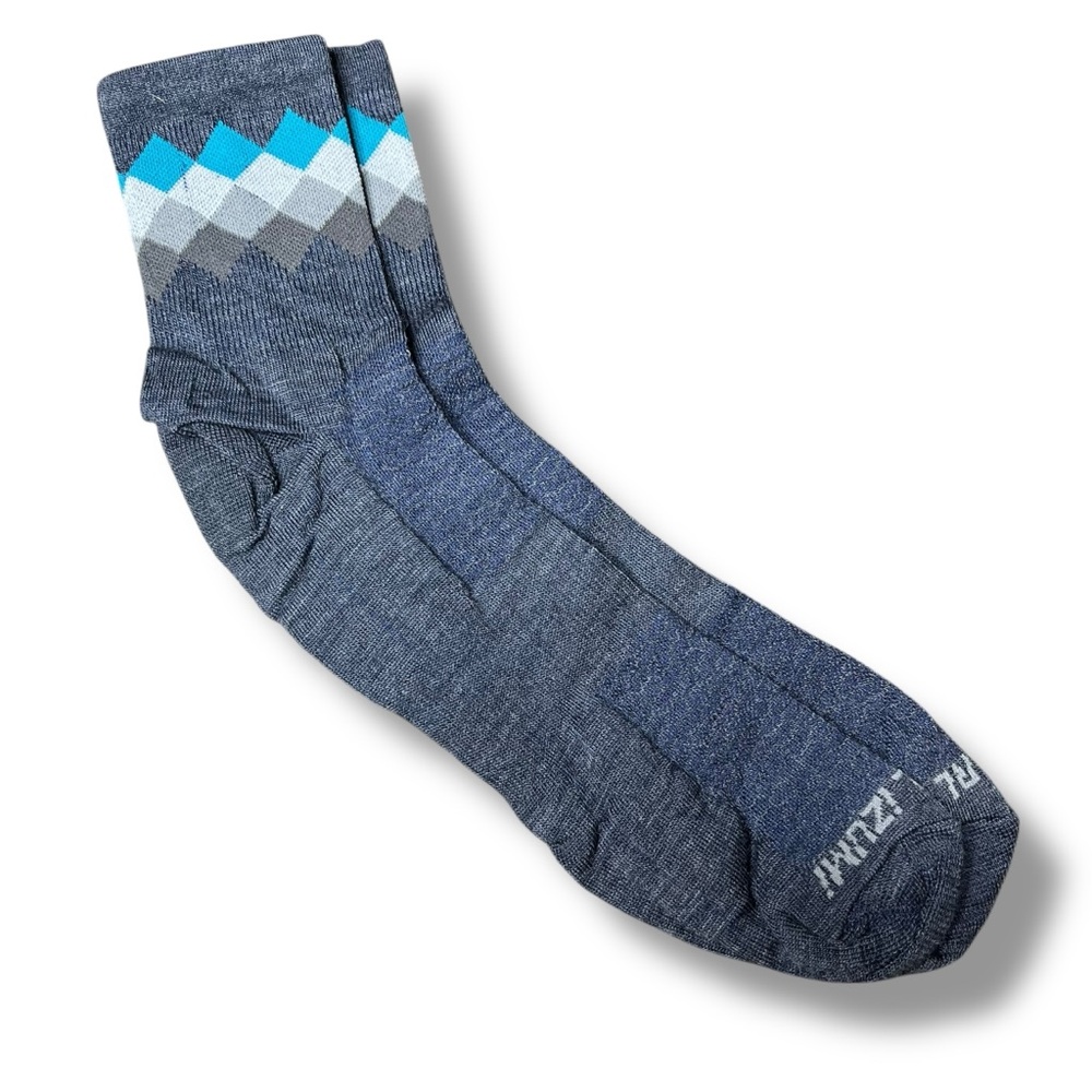 Pearl Izumi Merino Wool Thermal Socks Blue With Gray Diamonds Size XL